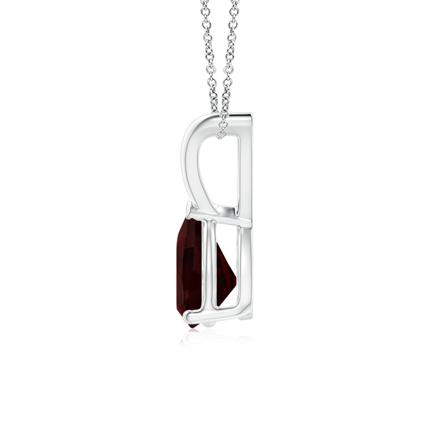 7x5mm A V-Bale Pear-Shaped Garnet Solitaire Pendant in P950 Platinum - side 3