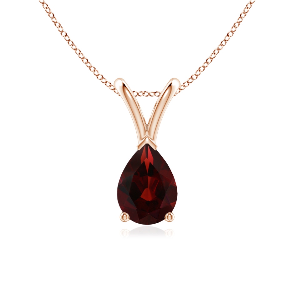 7x5mm AA V-Bale Pear-Shaped Garnet Solitaire Pendant in 9K Rose Gold 
