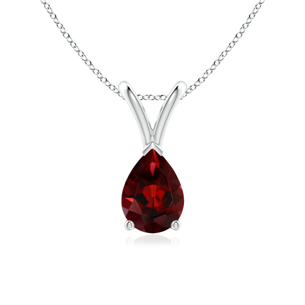 7x5mm AAA V-Bale Pear-Shaped Garnet Solitaire Pendant in P950 Platinum