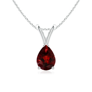 7x5mm AAA V-Bale Pear-Shaped Garnet Solitaire Pendant in White Gold