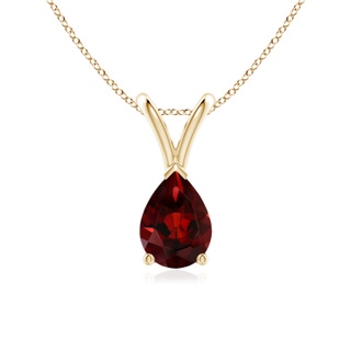 7x5mm AAA V-Bale Pear-Shaped Garnet Solitaire Pendant in Yellow Gold