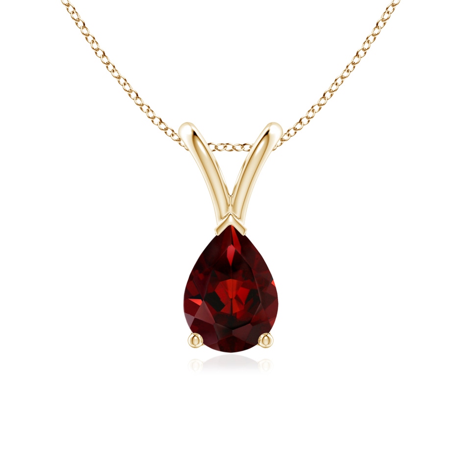7x5mm AAA V-Bale Pear-Shaped Garnet Solitaire Pendant in Yellow Gold 