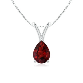 7x5mm AAAA V-Bale Pear-Shaped Garnet Solitaire Pendant in P950 Platinum