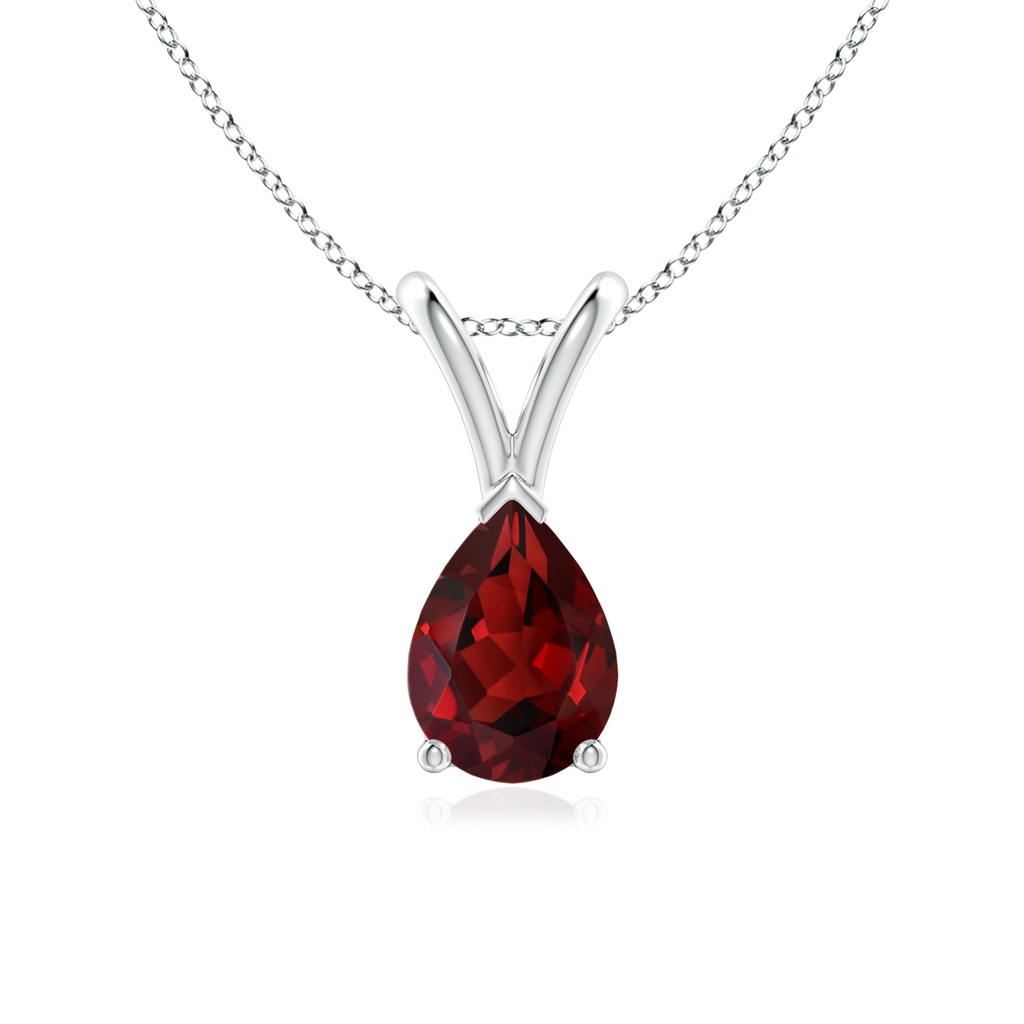 7x5mm AAAA V-Bale Pear-Shaped Garnet Solitaire Pendant in S999 Silver