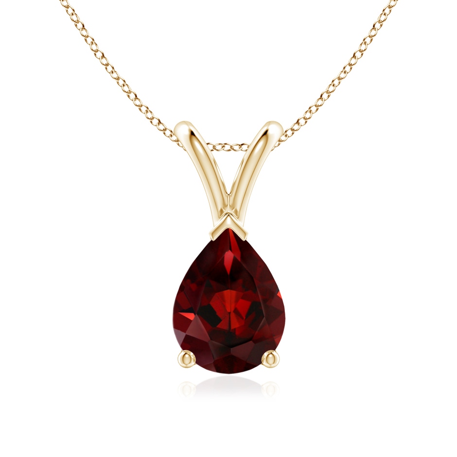 8x6mm AAA V-Bale Pear-Shaped Garnet Solitaire Pendant in 18K Yellow Gold 