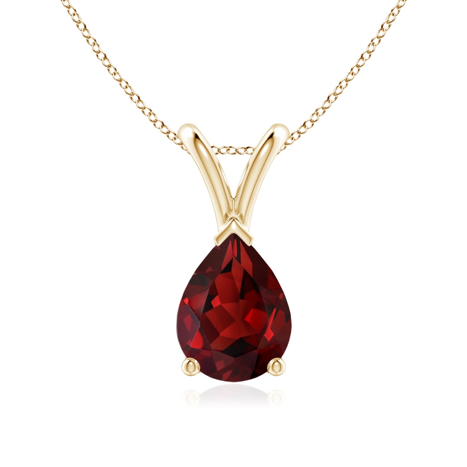8x6mm AAAA V-Bale Pear-Shaped Garnet Solitaire Pendant in 10K Yellow Gold 