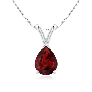 8x6mm AAAA V-Bale Pear-Shaped Garnet Solitaire Pendant in P950 Platinum