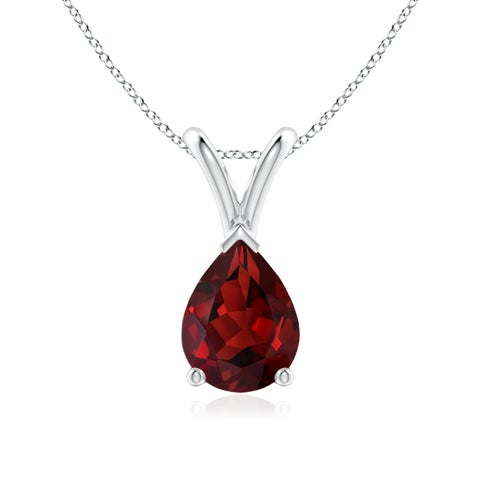 8x6mm AAAA V-Bale Pear-Shaped Garnet Solitaire Pendant in S999 Silver