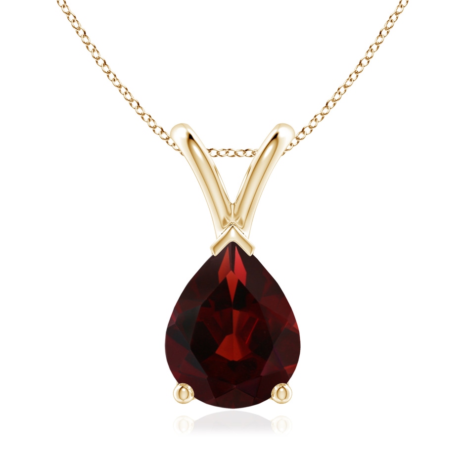 9x7mm AA V-Bale Pear-Shaped Garnet Solitaire Pendant in 9K Yellow Gold 