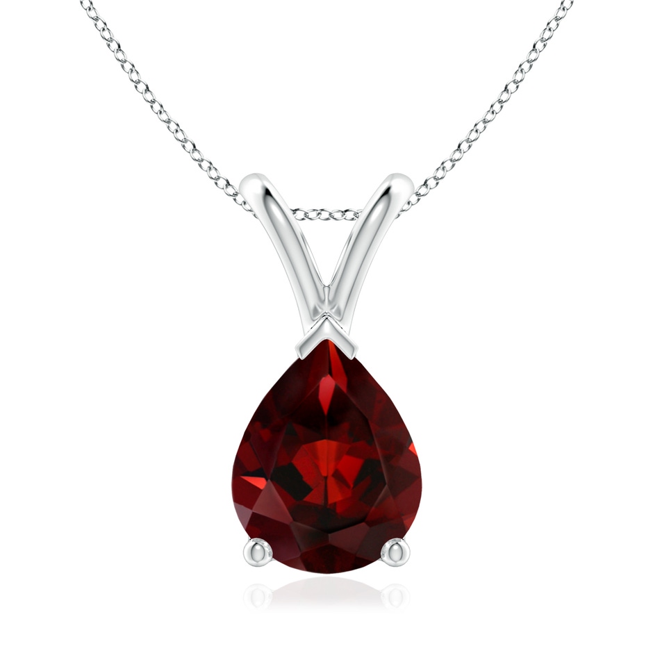 9x7mm AAA V-Bale Pear-Shaped Garnet Solitaire Pendant in S999 Silver 