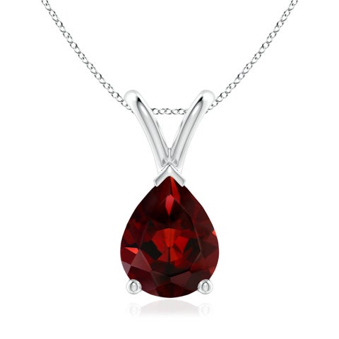 9x7mm AAA V-Bale Pear-Shaped Garnet Solitaire Pendant in S999 Silver