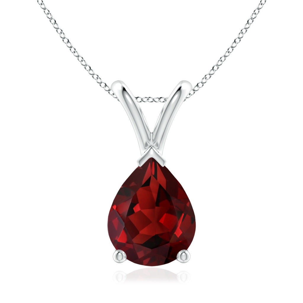 9x7mm AAAA V-Bale Pear-Shaped Garnet Solitaire Pendant in White Gold