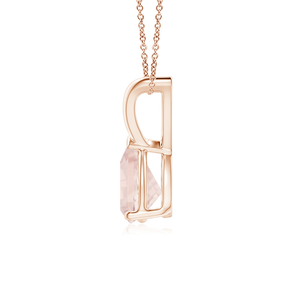 7x5mm A V-Bale Pear-Shaped Morganite Solitaire Pendant in Rose Gold side 199