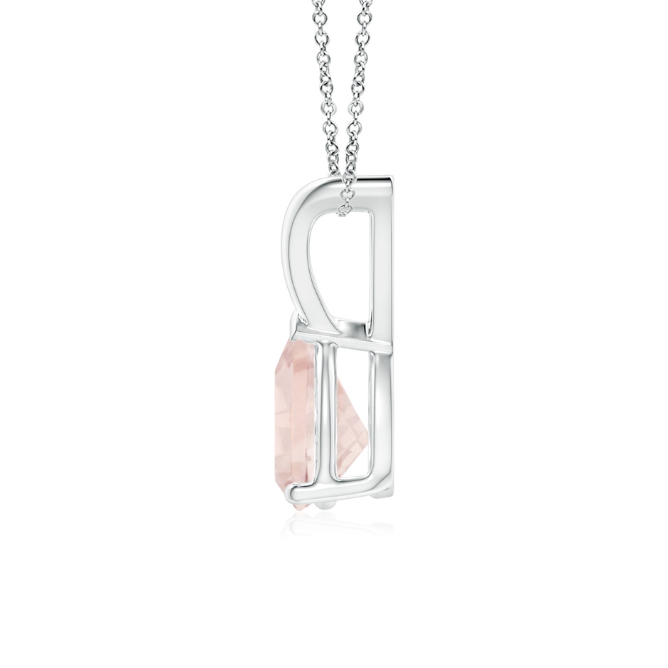 7x5mm A V-Bale Pear-Shaped Morganite Solitaire Pendant in White Gold side 199