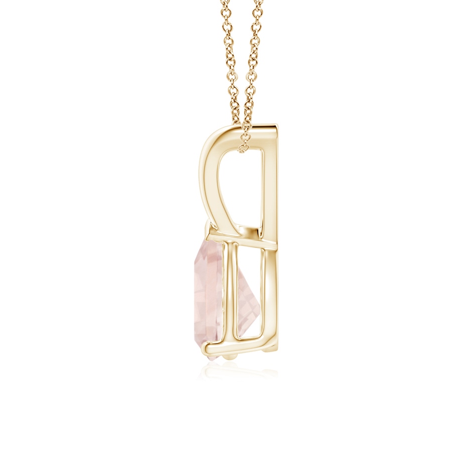 7x5mm A V-Bale Pear-Shaped Morganite Solitaire Pendant in Yellow Gold side 199