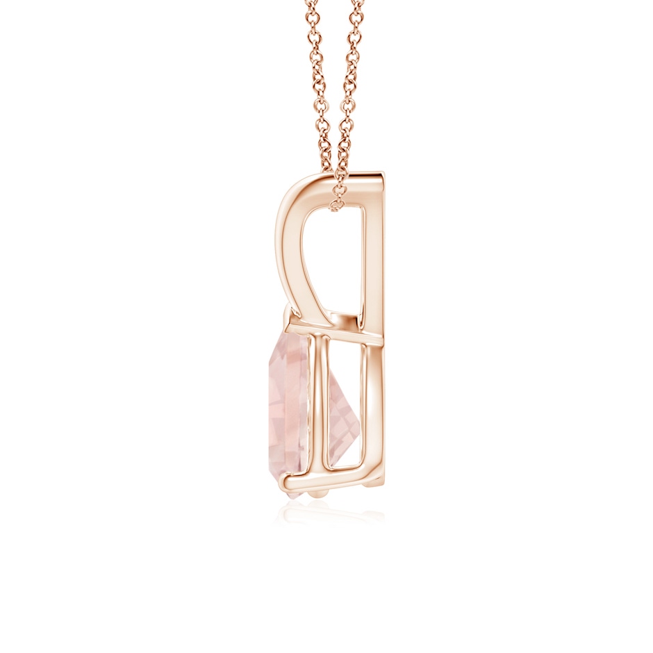 7x5mm AA V-Bale Pear-Shaped Morganite Solitaire Pendant in Rose Gold side 199