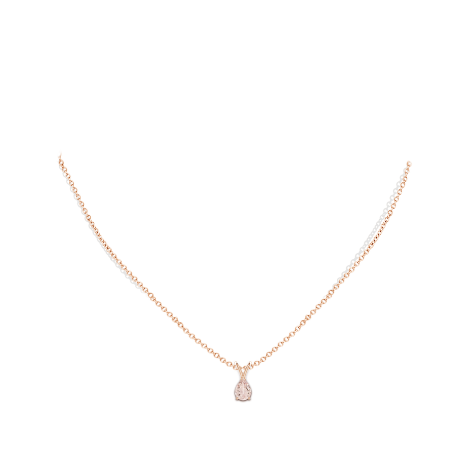 7x5mm AA V-Bale Pear-Shaped Morganite Solitaire Pendant in Rose Gold pen