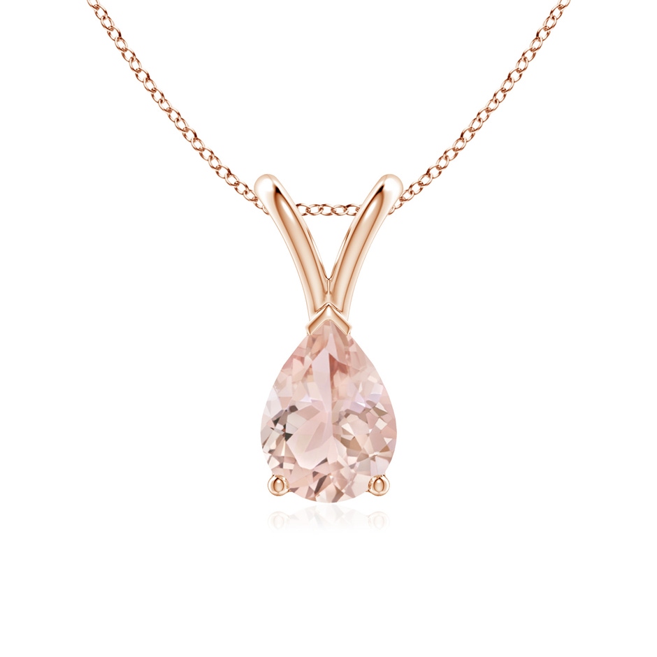 7x5mm AAA V-Bale Pear-Shaped Morganite Solitaire Pendant in 9K Rose Gold 