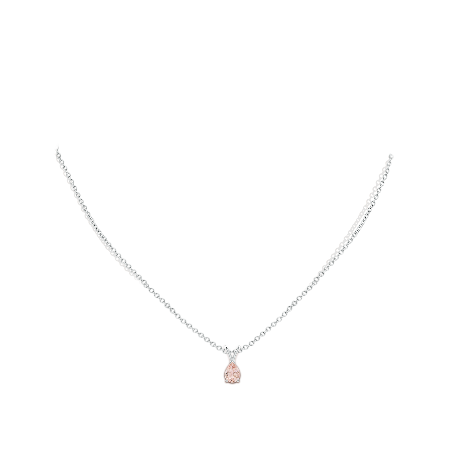 7x5mm AAA V-Bale Pear-Shaped Morganite Solitaire Pendant in P950 Platinum - body_neck