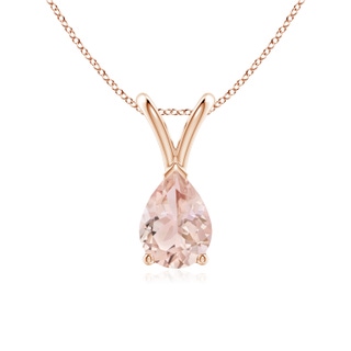 7x5mm AAA V-Bale Pear-Shaped Morganite Solitaire Pendant in Rose Gold