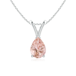 7x5mm AAAA V-Bale Pear-Shaped Morganite Solitaire Pendant in White Gold