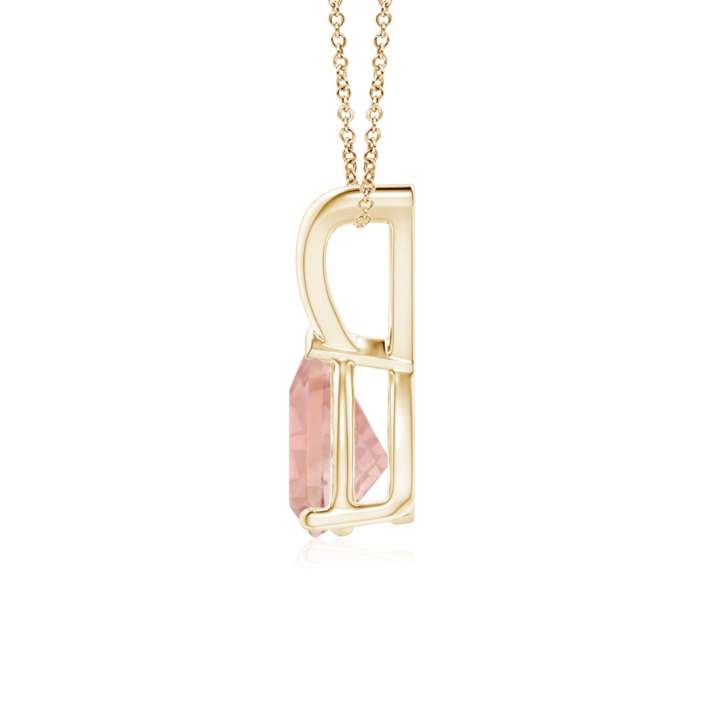 7x5mm AAAA V-Bale Pear-Shaped Morganite Solitaire Pendant in Yellow Gold - side 199