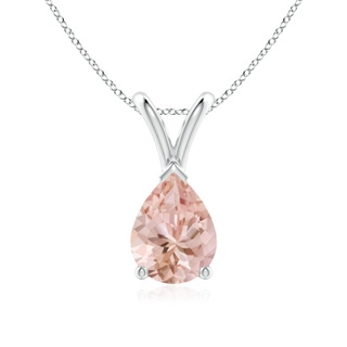 8x6mm AAAA V-Bale Pear-Shaped Morganite Solitaire Pendant in P950 Platinum