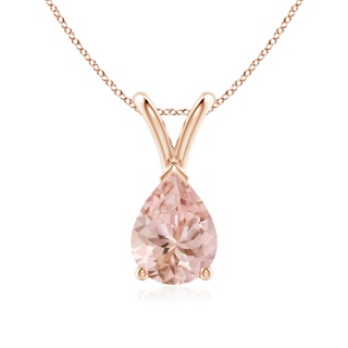 8x6mm AAAA V-Bale Pear-Shaped Morganite Solitaire Pendant in Rose Gold