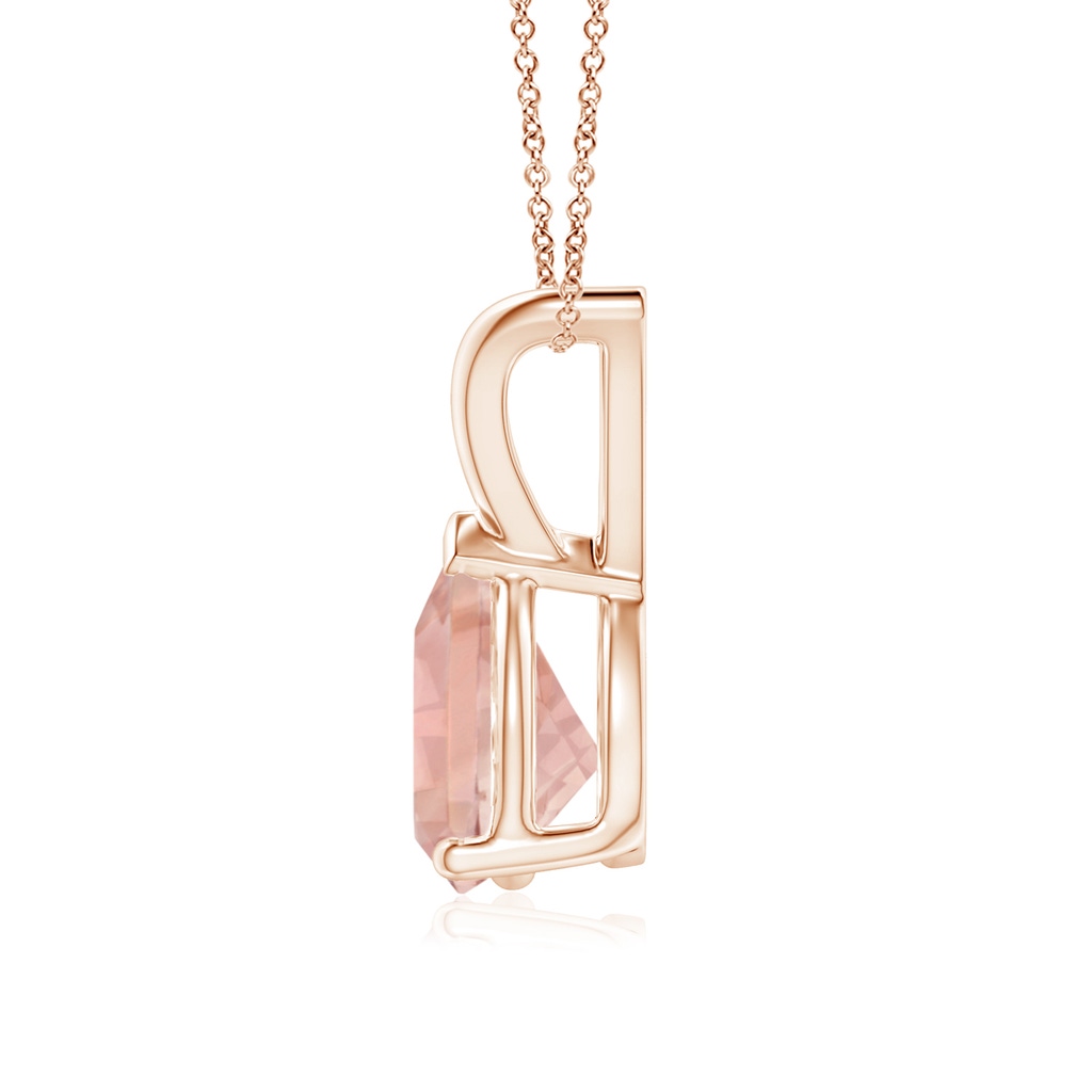 8x6mm AAAA V-Bale Pear-Shaped Morganite Solitaire Pendant in Rose Gold - side 199