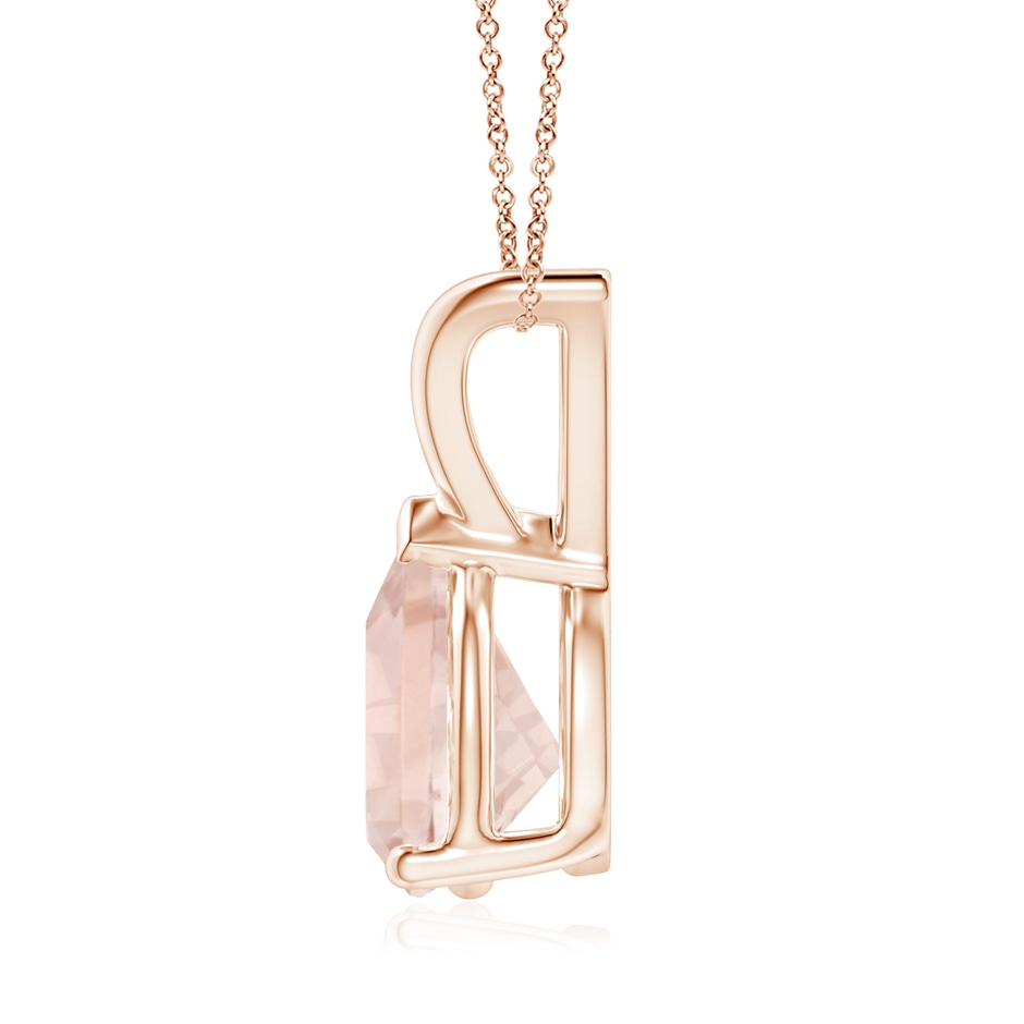 9x7mm A V-Bale Pear-Shaped Morganite Solitaire Pendant in Rose Gold side 199