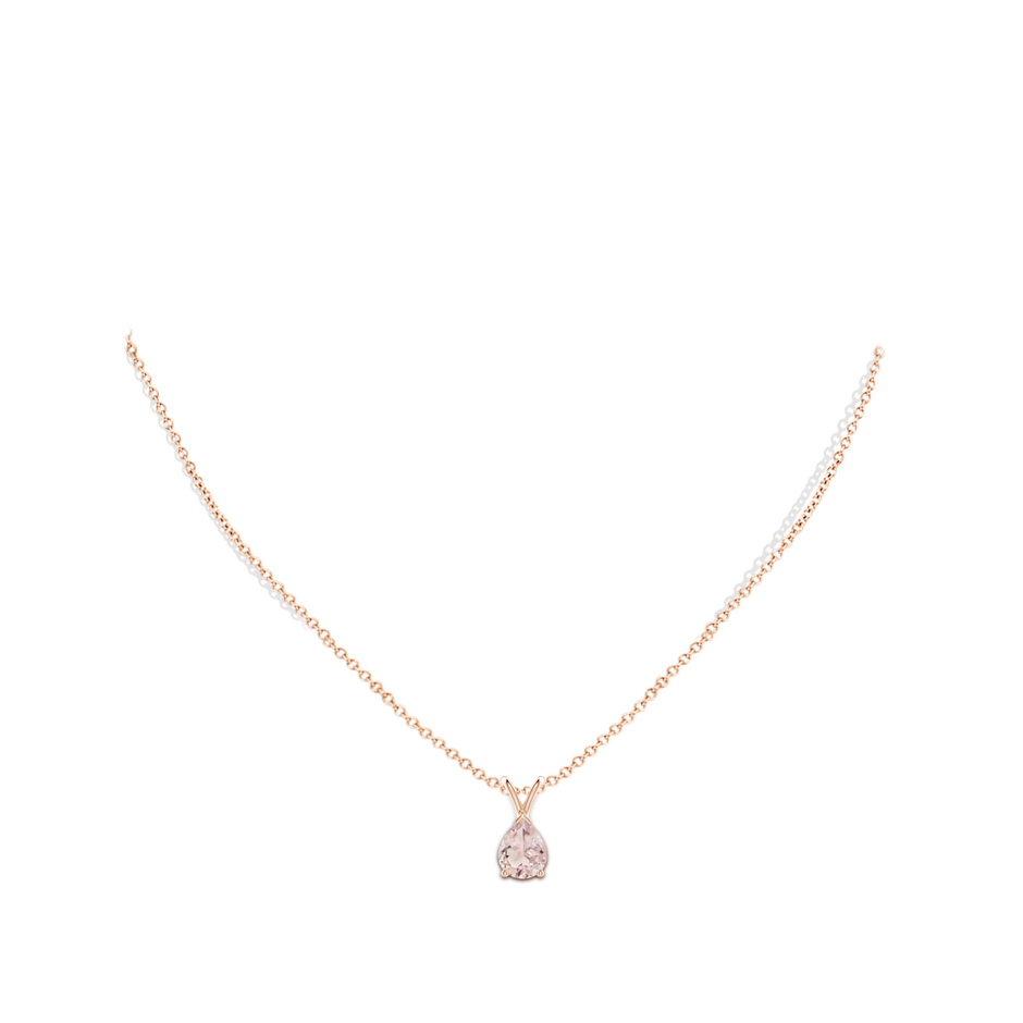 9x7mm A V-Bale Pear-Shaped Morganite Solitaire Pendant in Rose Gold pen