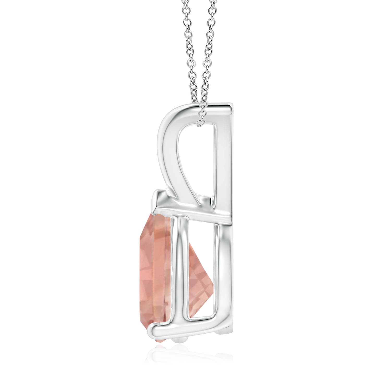 9x7mm AAAA V-Bale Pear-Shaped Morganite Solitaire Pendant in P950 Platinum