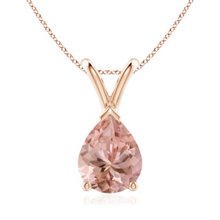 9x7mm AAAA V-Bale Pear-Shaped Morganite Solitaire Pendant in Rose Gold