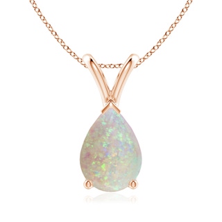 10x7mm AAA V-Bale Pear-Shaped Opal Solitaire Pendant in Rose Gold