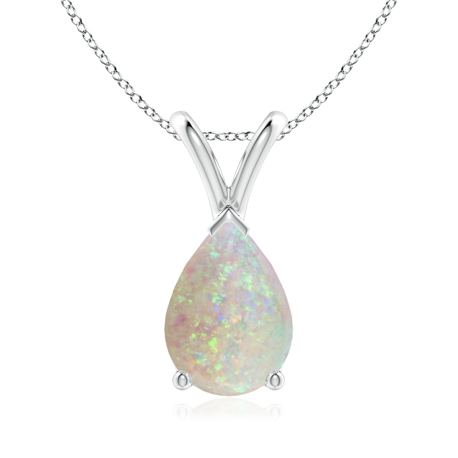 10x7mm AAA V-Bale Pear-Shaped Opal Solitaire Pendant in White Gold 