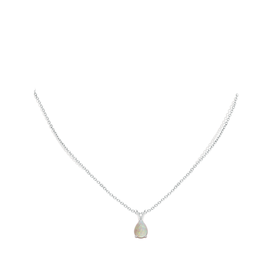 10x7mm AAA V-Bale Pear-Shaped Opal Solitaire Pendant in White Gold pen
