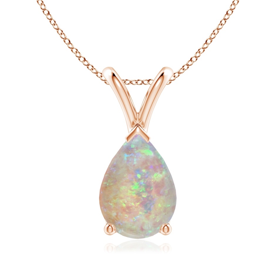 10x7mm AAAA V-Bale Pear-Shaped Opal Solitaire Pendant in 18K Rose Gold 