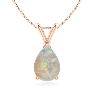 10x7mm AAAA V-Bale Pear-Shaped Opal Solitaire Pendant in Rose Gold