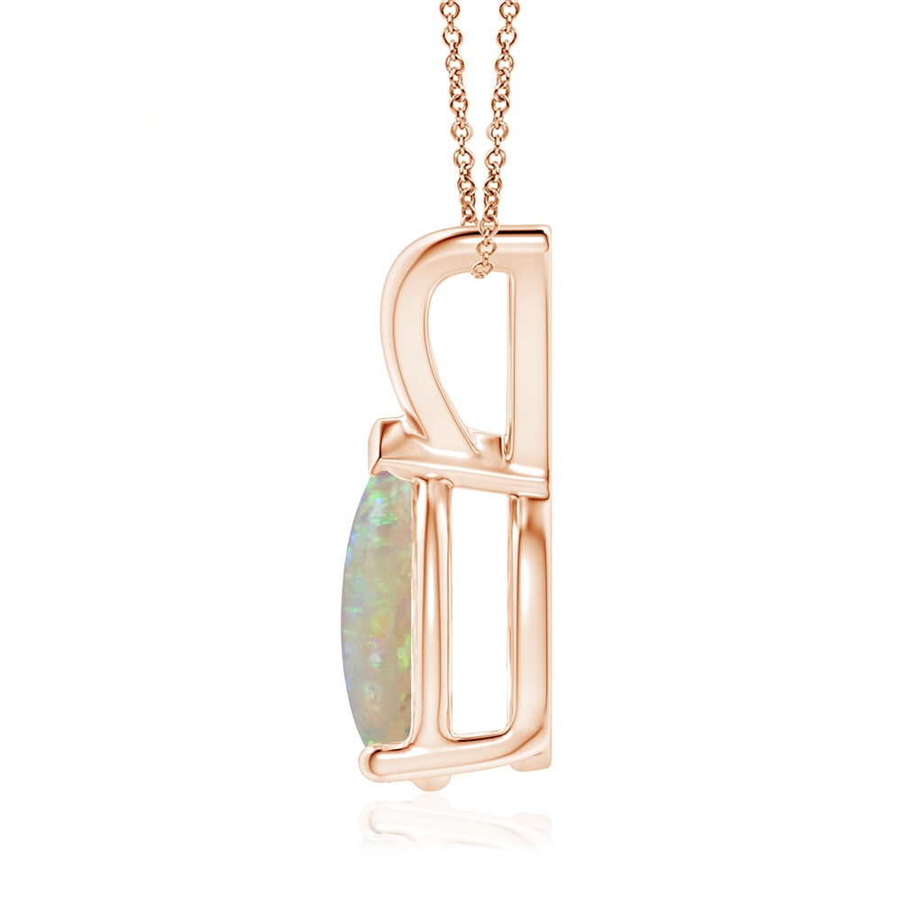 10x7mm AAAA V-Bale Pear-Shaped Opal Solitaire Pendant in Rose Gold Side 1