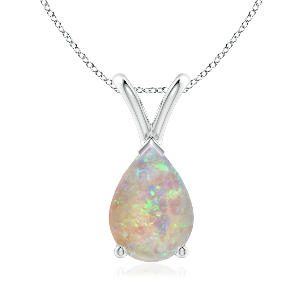 10x7mm AAAA V-Bale Pear-Shaped Opal Solitaire Pendant in S999 Silver
