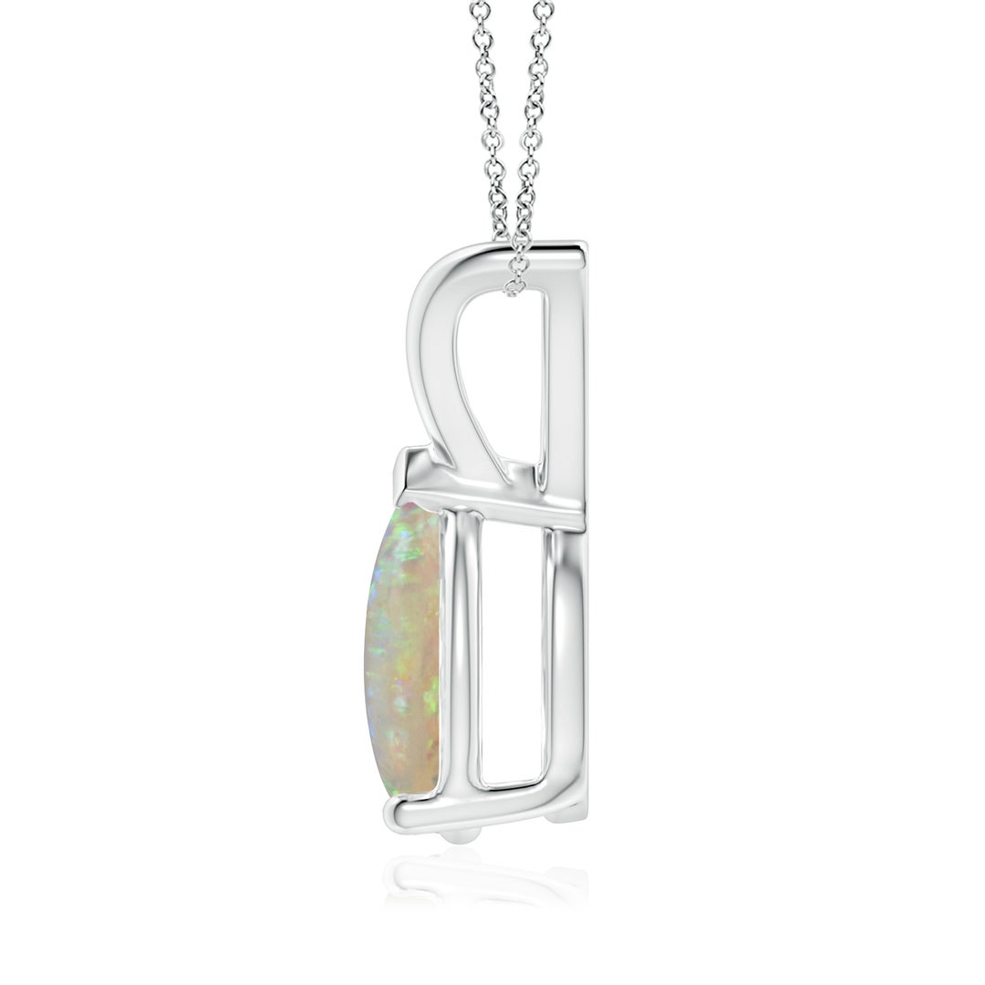 10x7mm AAAA V-Bale Pear-Shaped Opal Solitaire Pendant in White Gold - side 3