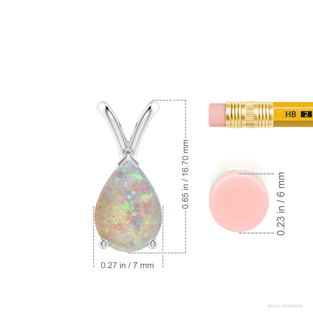 10x7mm AAAA V-Bale Pear-Shaped Opal Solitaire Pendant in White Gold - ruler