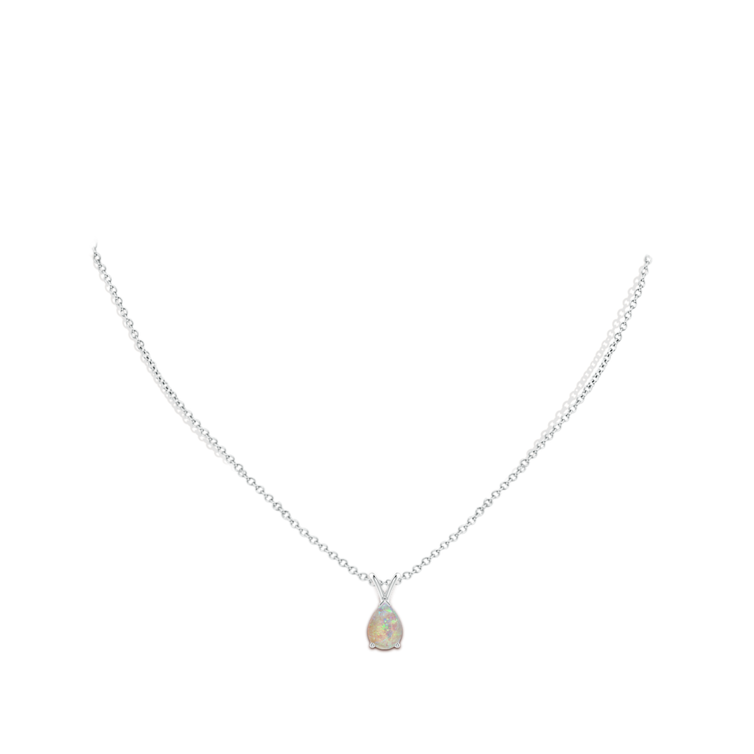 10x7mm AAAA V-Bale Pear-Shaped Opal Solitaire Pendant in White Gold - body_neck