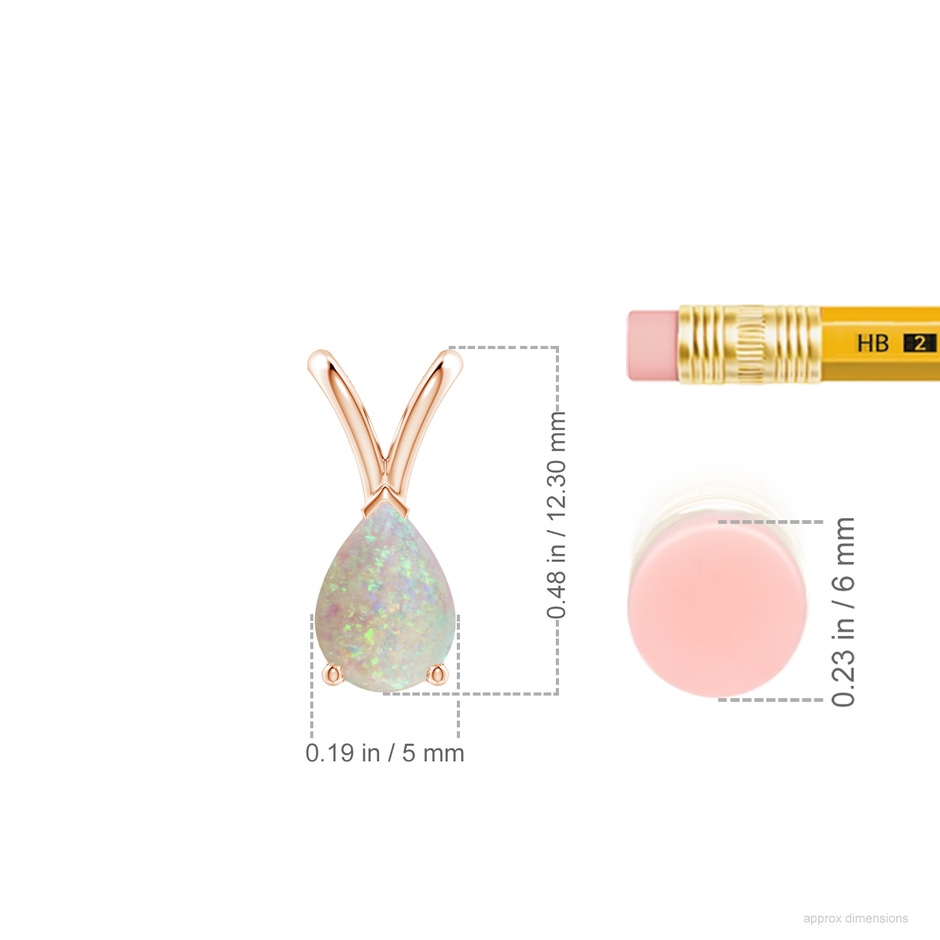 7x5mm AAA V-Bale Pear-Shaped Opal Solitaire Pendant in Rose Gold ruler