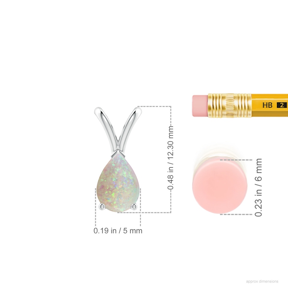7x5mm AAA V-Bale Pear-Shaped Opal Solitaire Pendant in S999 Silver ruler