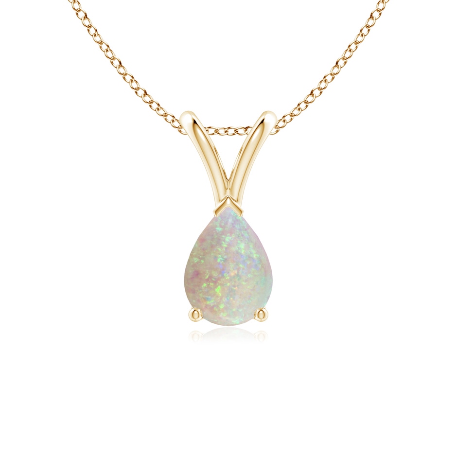 7x5mm AAA V-Bale Pear-Shaped Opal Solitaire Pendant in Yellow Gold 