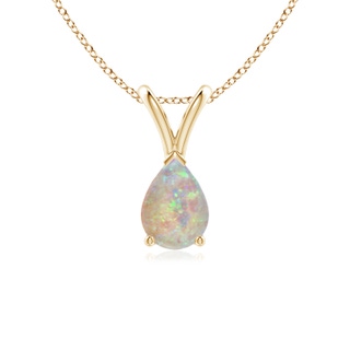 7x5mm AAAA V-Bale Pear-Shaped Opal Solitaire Pendant in 9K Yellow Gold