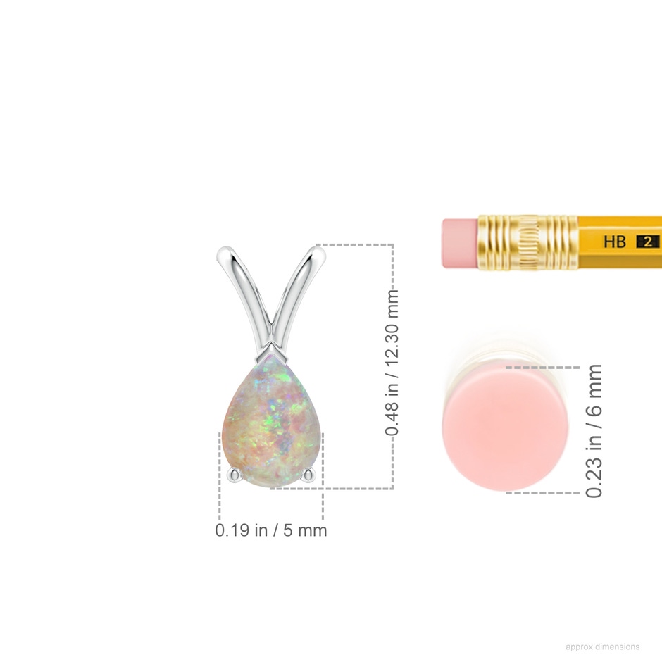 7x5mm AAAA V-Bale Pear-Shaped Opal Solitaire Pendant in P950 Platinum ruler