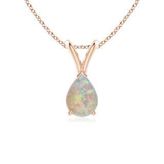 7x5mm AAAA V-Bale Pear-Shaped Opal Solitaire Pendant in Rose Gold