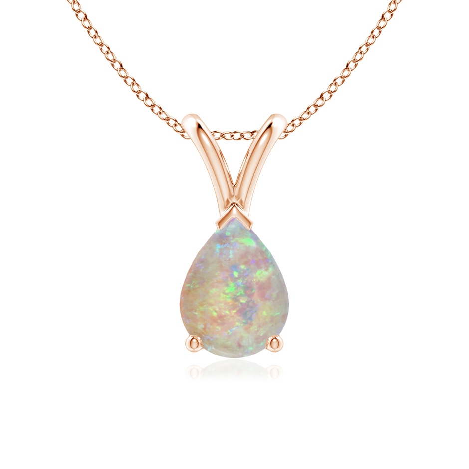 8x6mm AAAA V-Bale Pear-Shaped Opal Solitaire Pendant in Rose Gold 